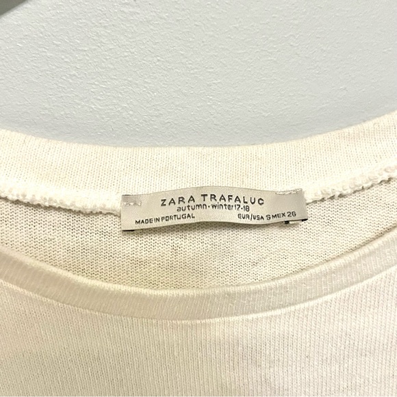 Zara white short sleeve asymmetrical fringe top - Picture 10 of 16